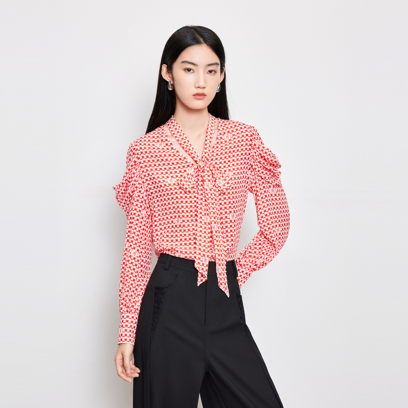 【商场同款】HPLY荷比俪春新女立体荷叶边气质上衣HME12610230