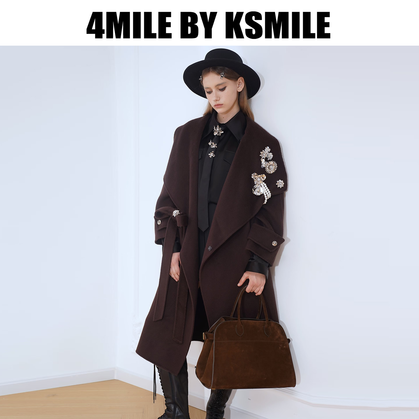 4MILE BY KSMILE | 静奢印象大翻领绵羊毛大衣保暖呢子外套英伦风