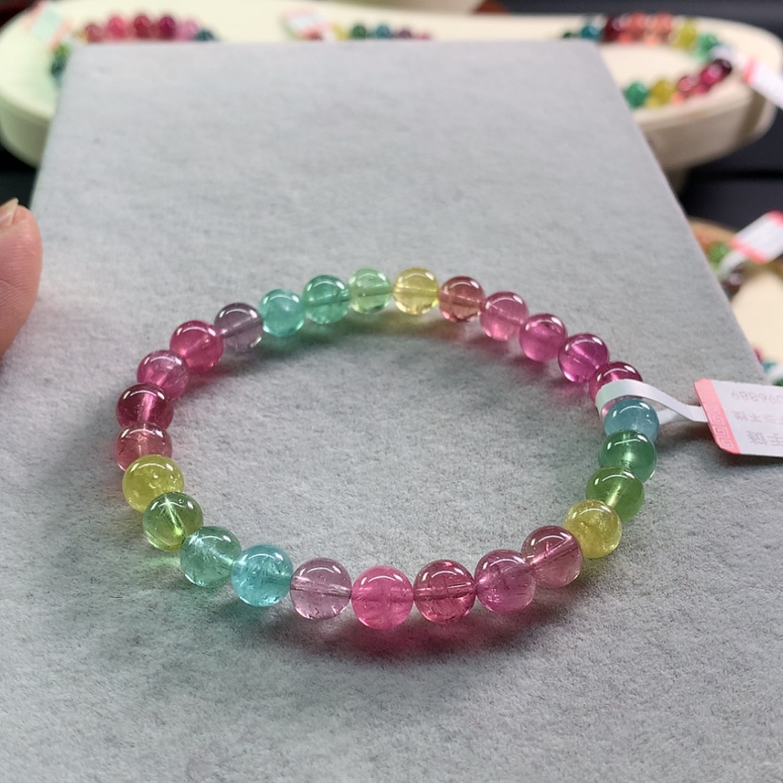 【闪购商品】碧玺手链未镶嵌碧玺荧光色标单圈7.4