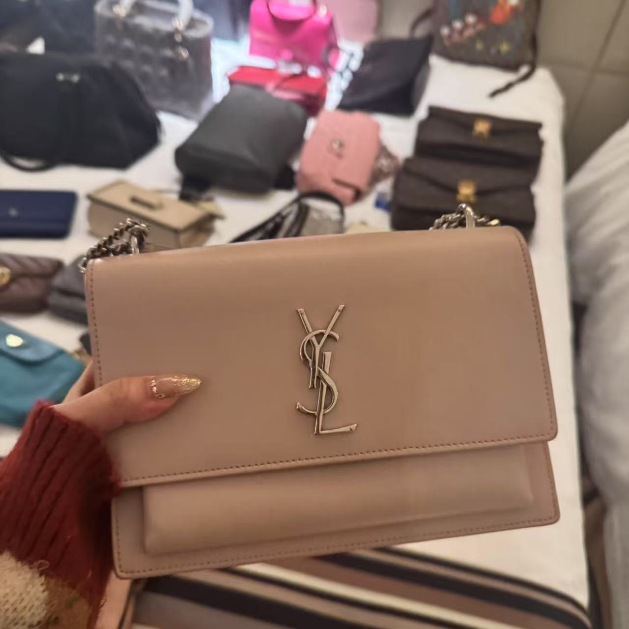 95新 YSL/圣罗兰 伦老板/95新/圣罗兰灰色单肩包