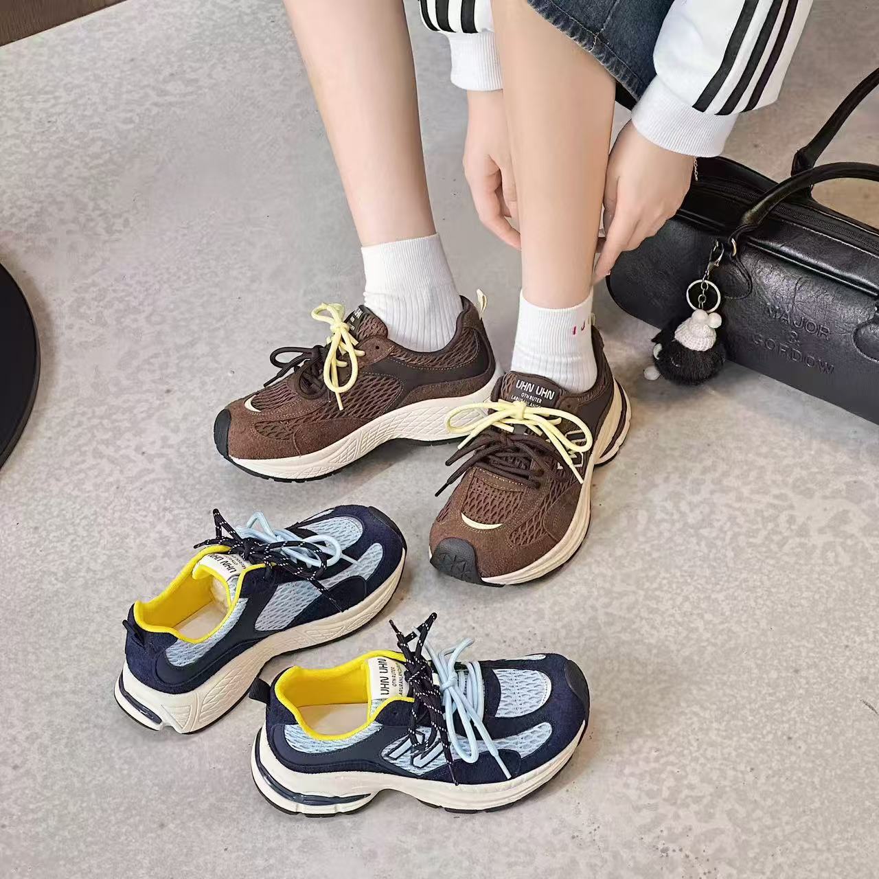 欧洲站2025秋季新款网面运动休闲阿甘鞋女3672-1