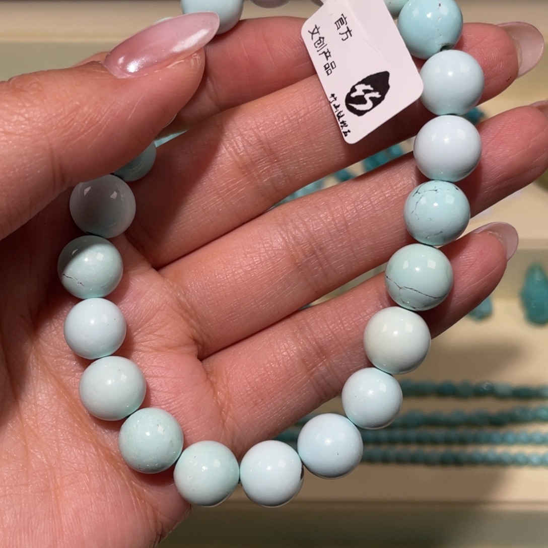 绿松石未镶嵌圆珠手串
