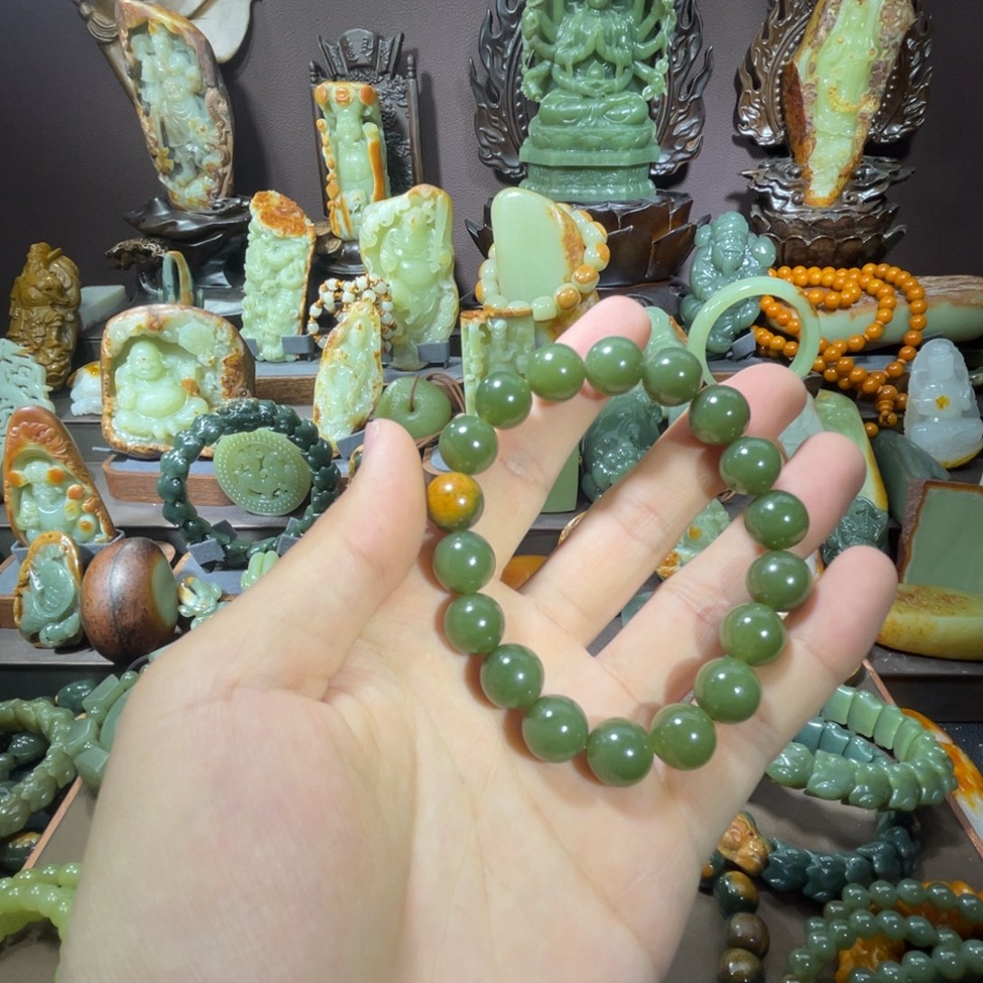 透闪石质玉手串 1.2未镶嵌