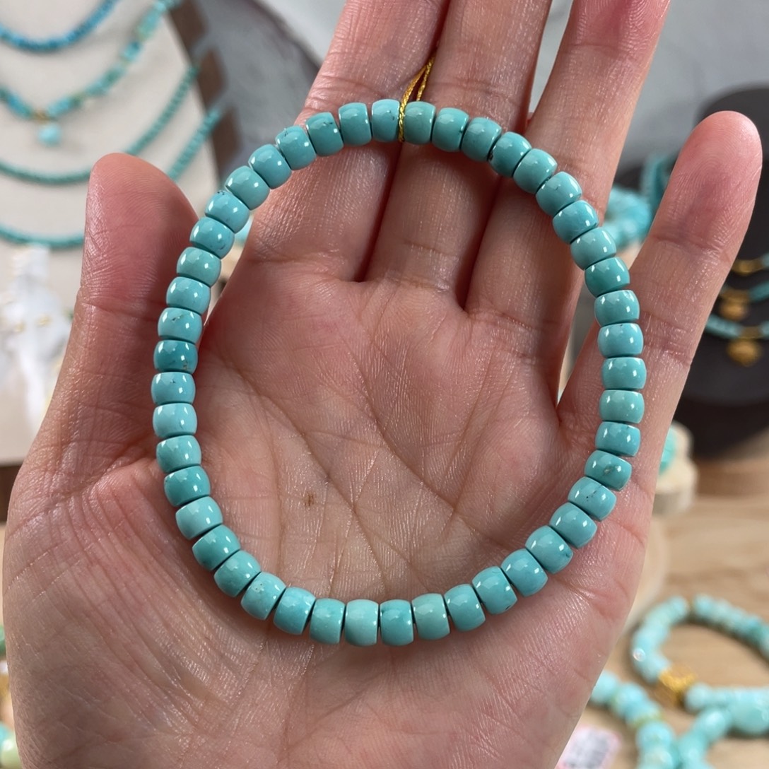 未镶嵌绿松石项链5+精品直切手串