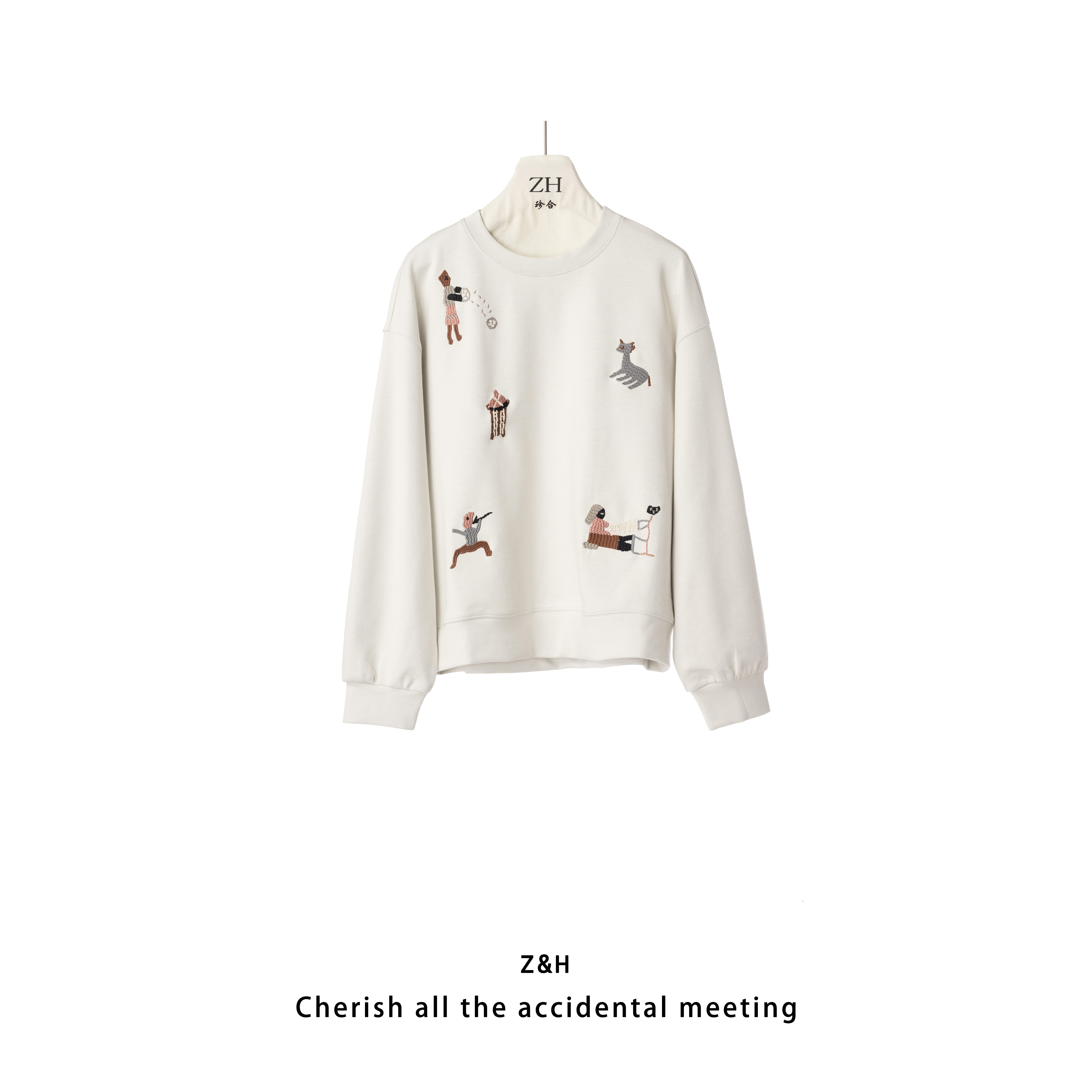 ZH【日落人海】圆领简约卫衣女长袖舒适宽松