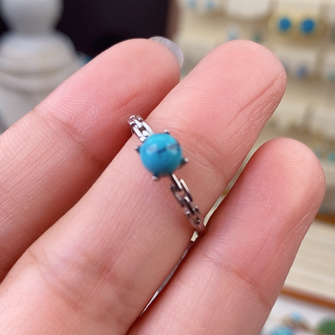 绿松石戒指银S925镶嵌