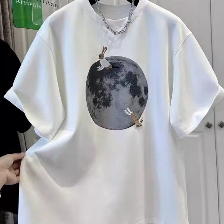 夏季圆领半袖上衣印花T恤时尚夏季休闲韩版潮流ins情侣春夏款