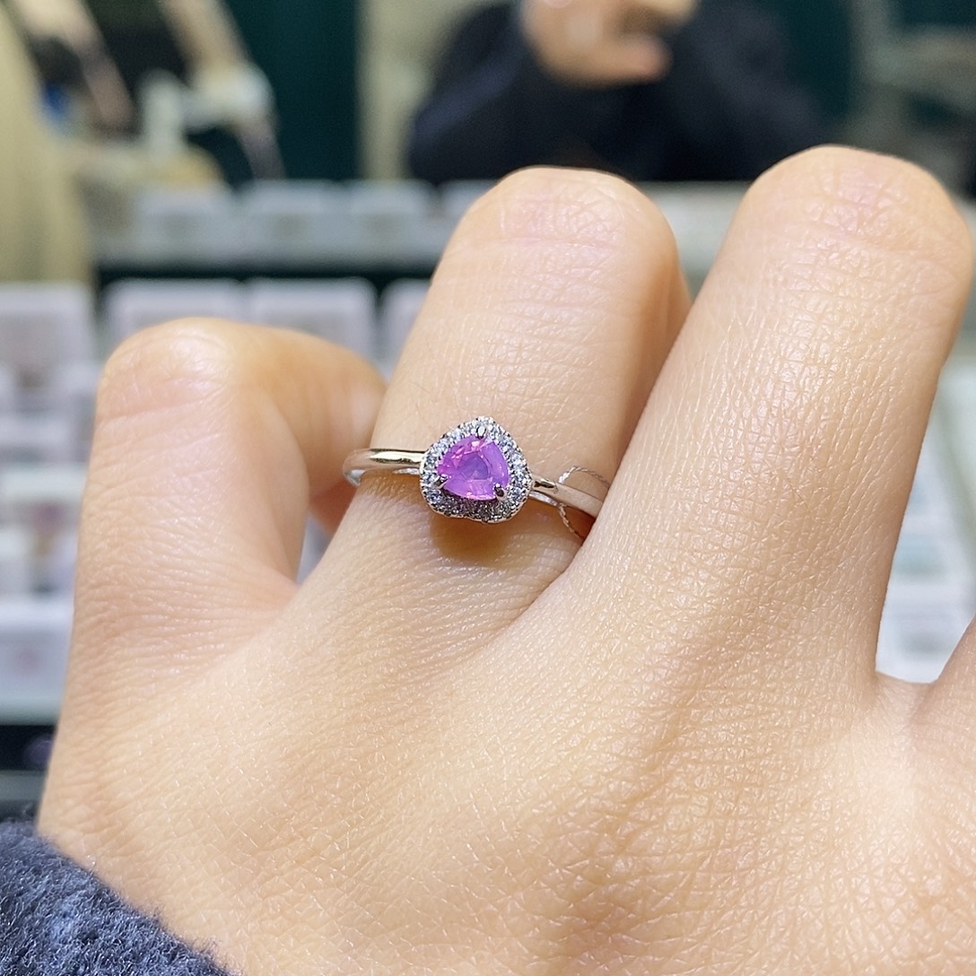 银S925镶嵌彩色蓝宝石戒指天然彩蓝宝