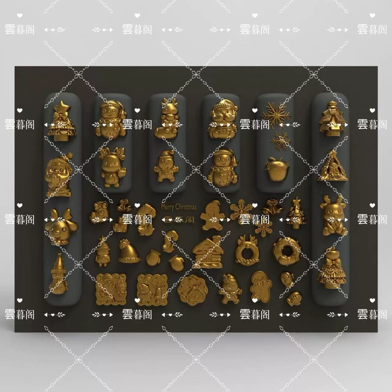 雲暮阁圣诞节大板硅胶美甲模具