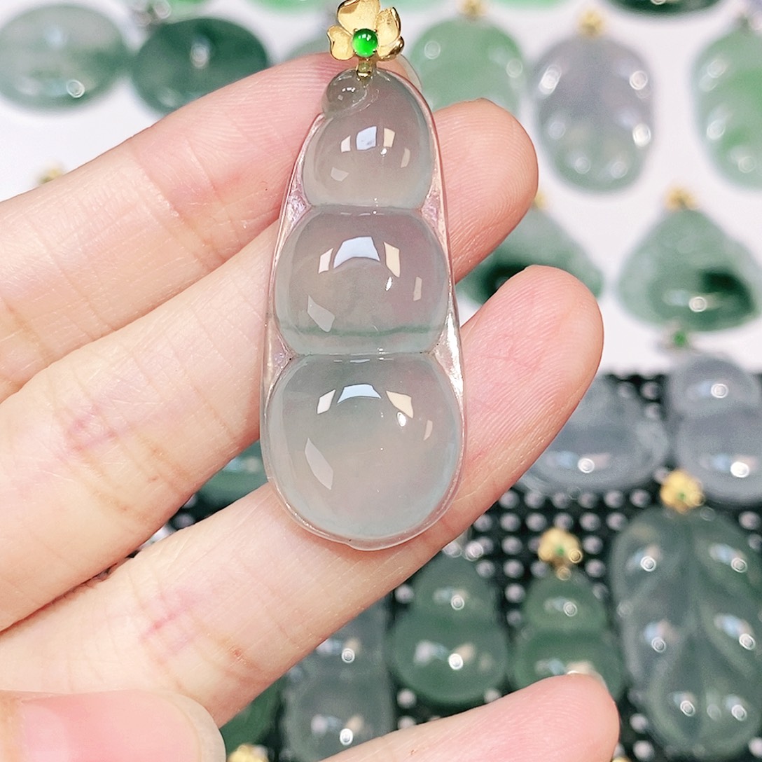 吊坠(不含链)18K金镶嵌翡翠