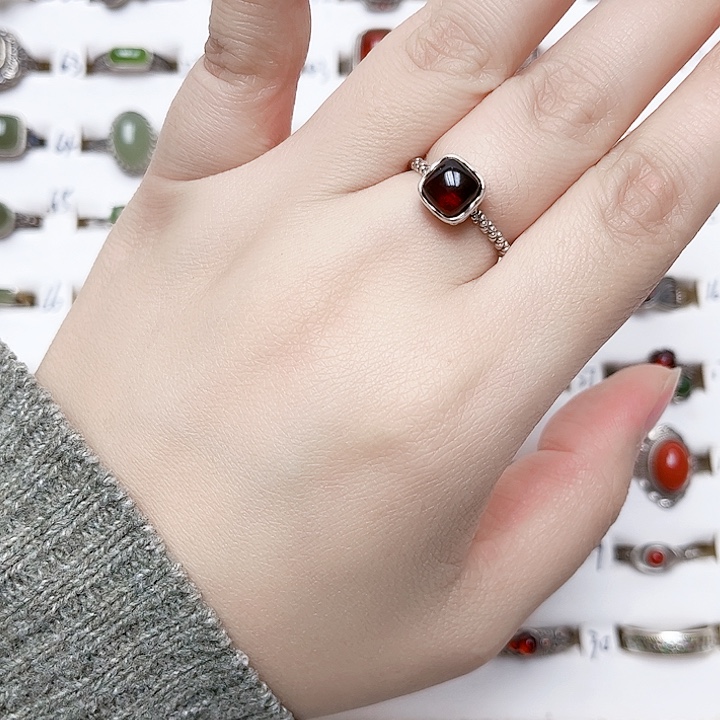 血珀银S925镶嵌戒指