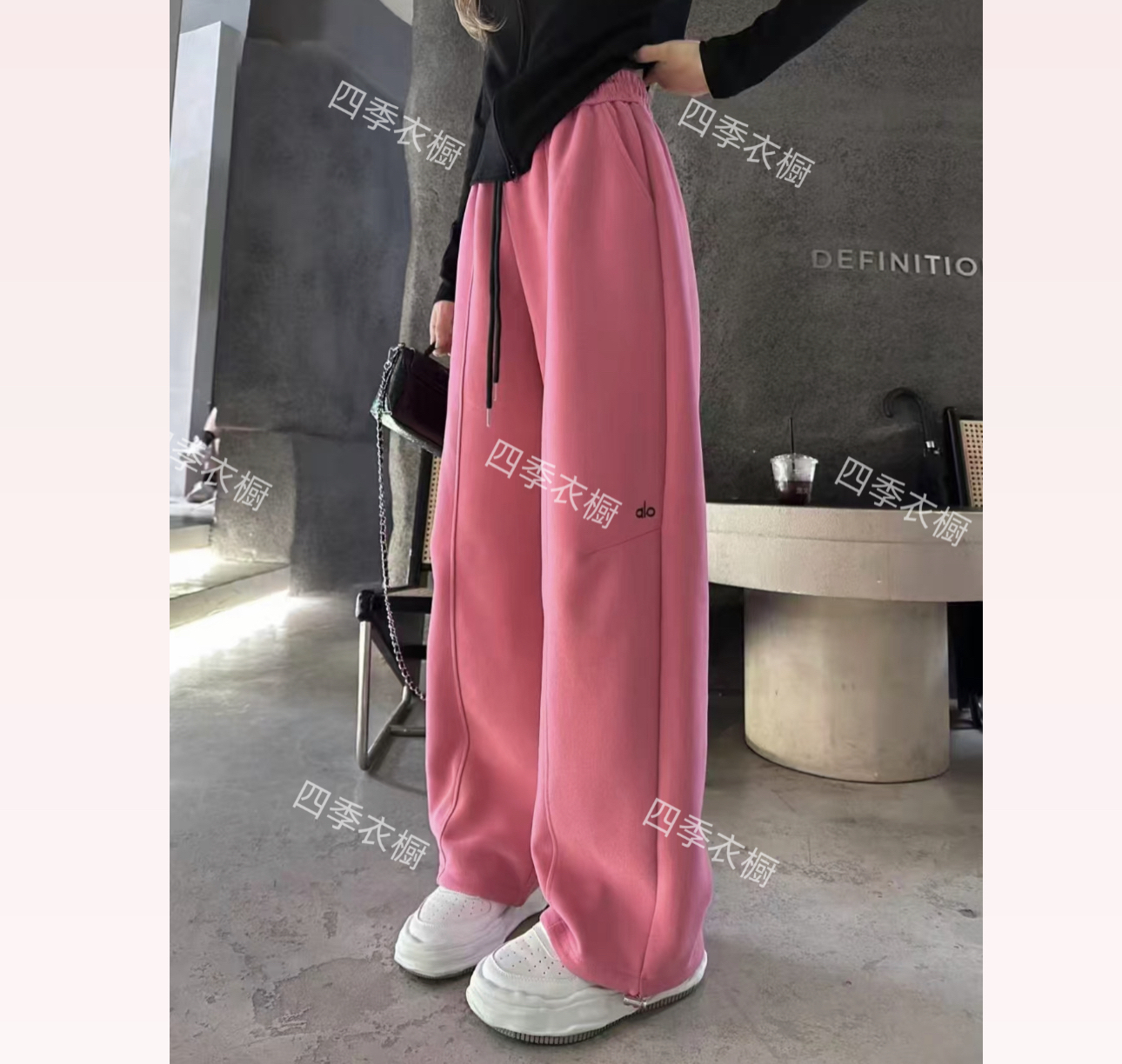 （加长款）秋季新款加厚复合高腰刺绣显瘦百搭弯刀裤阔腿裤3111#--