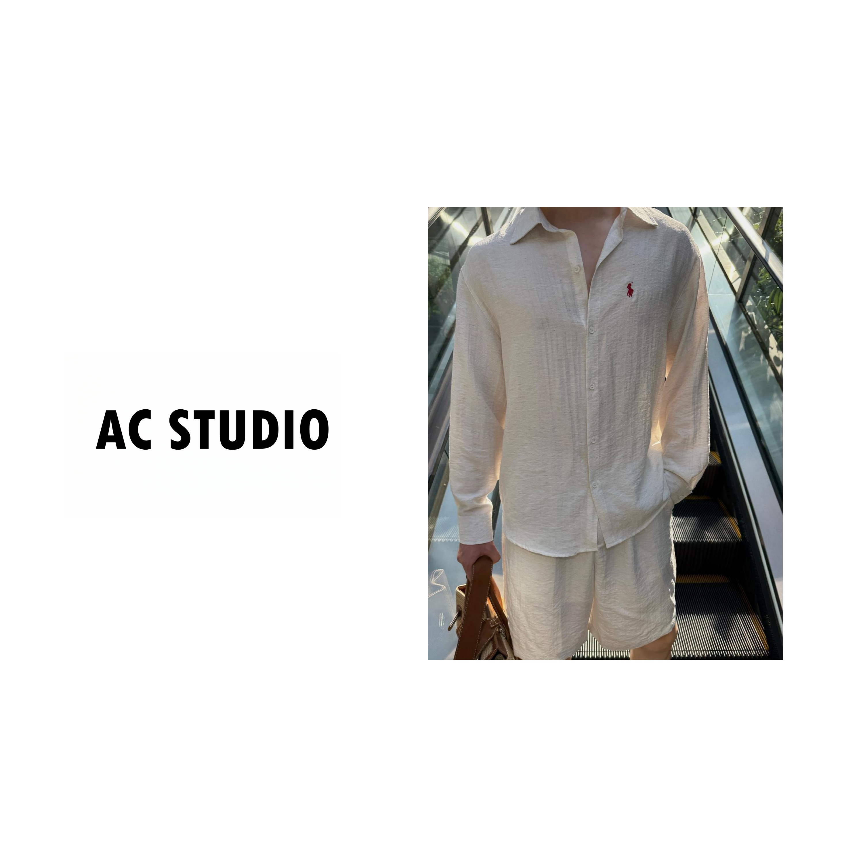 【AC STUDIO】老钱风亚麻两件套装男士衬衫薄款轻奢高级感