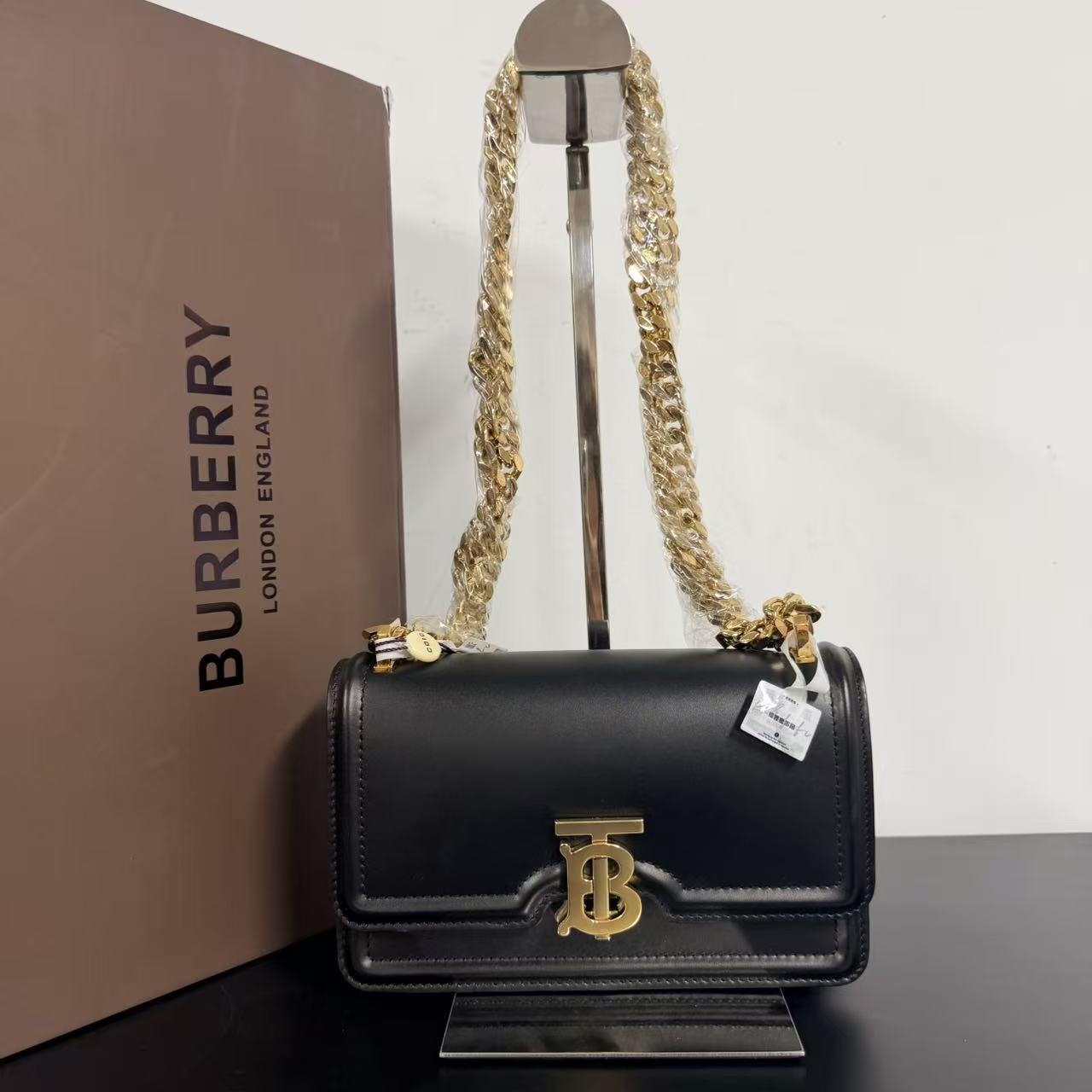 99新 BURBERRY/博柏利 【TVB识货】黑金链条包斜跨包