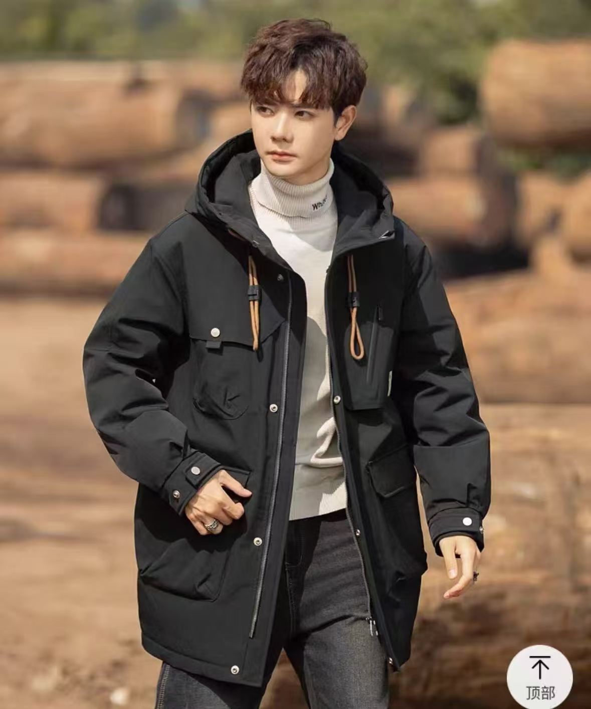 008中长款连帽保暖冬季时尚衣服防寒衣休闲百搭