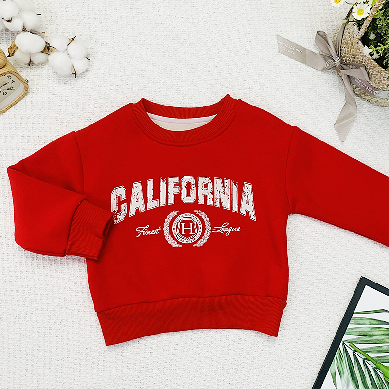 @女中小童长袖打底衫上衣儿童稚趣校园加绒卫衣Y4511247