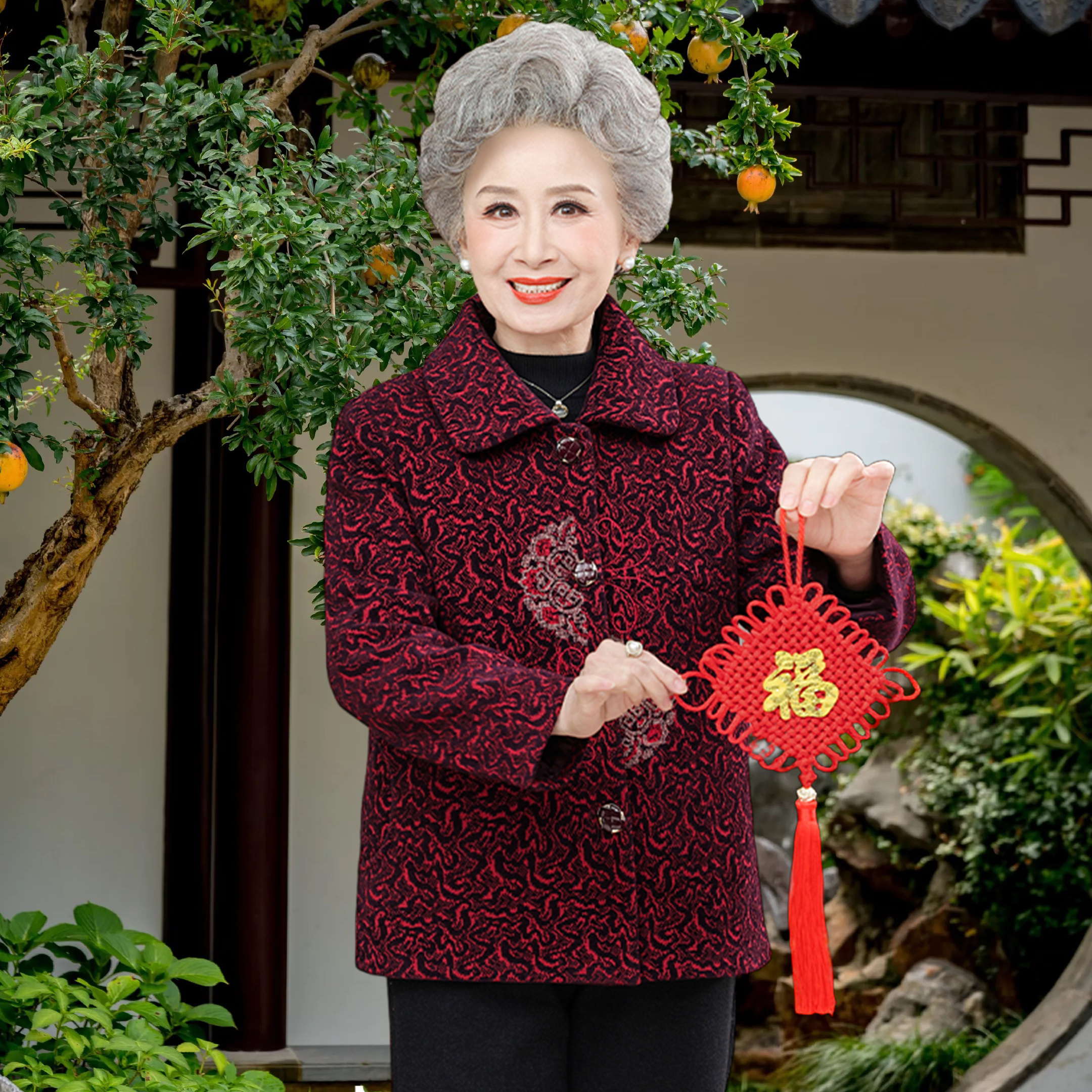 中老年人秋装女奶奶装春秋外套妈妈秋冬加厚大码新款上衣老人衣服
