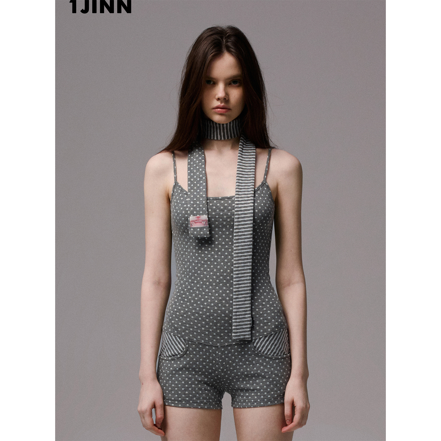 【25秋新VOL.1】1JINN STUDIO 波点条纹双面设计感小围巾