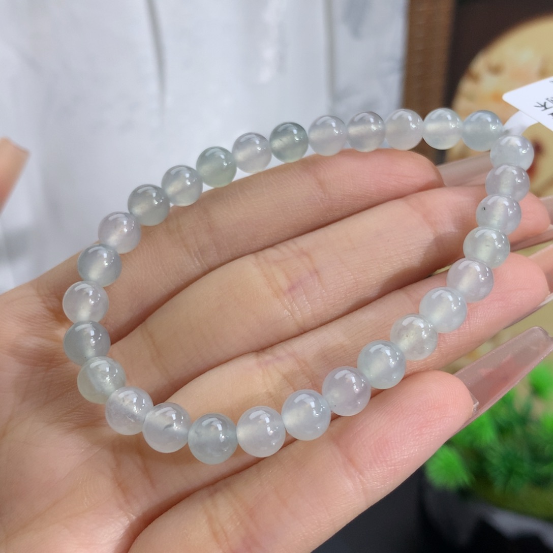 未镶嵌手串翡翠卡6.2冰种蓝晴