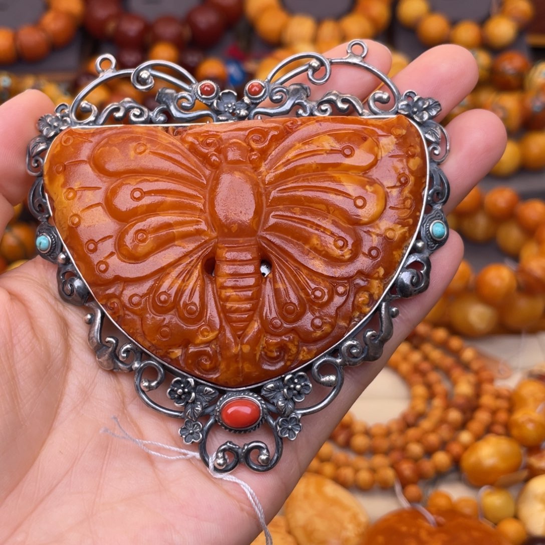 蜜蜡银S925镶嵌裸石蜜蜡X