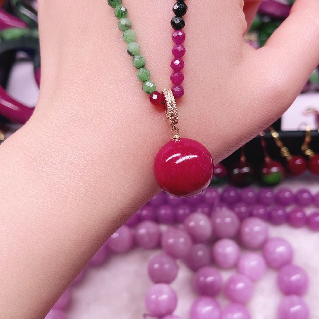 银S925镶嵌项链红宝石