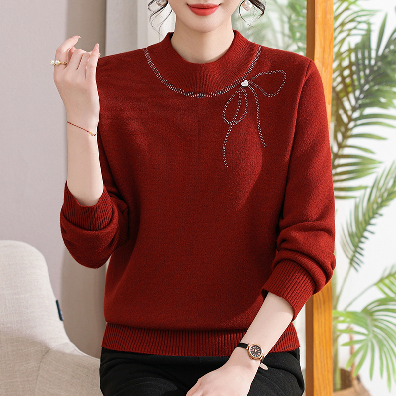 【加绒】妈妈冬装新款加厚毛衣洋气打底衫中老年女秋冬保暖内搭上衣