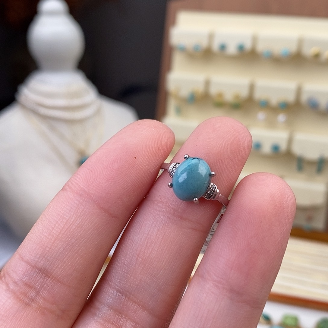 绿松石戒指银S925镶嵌