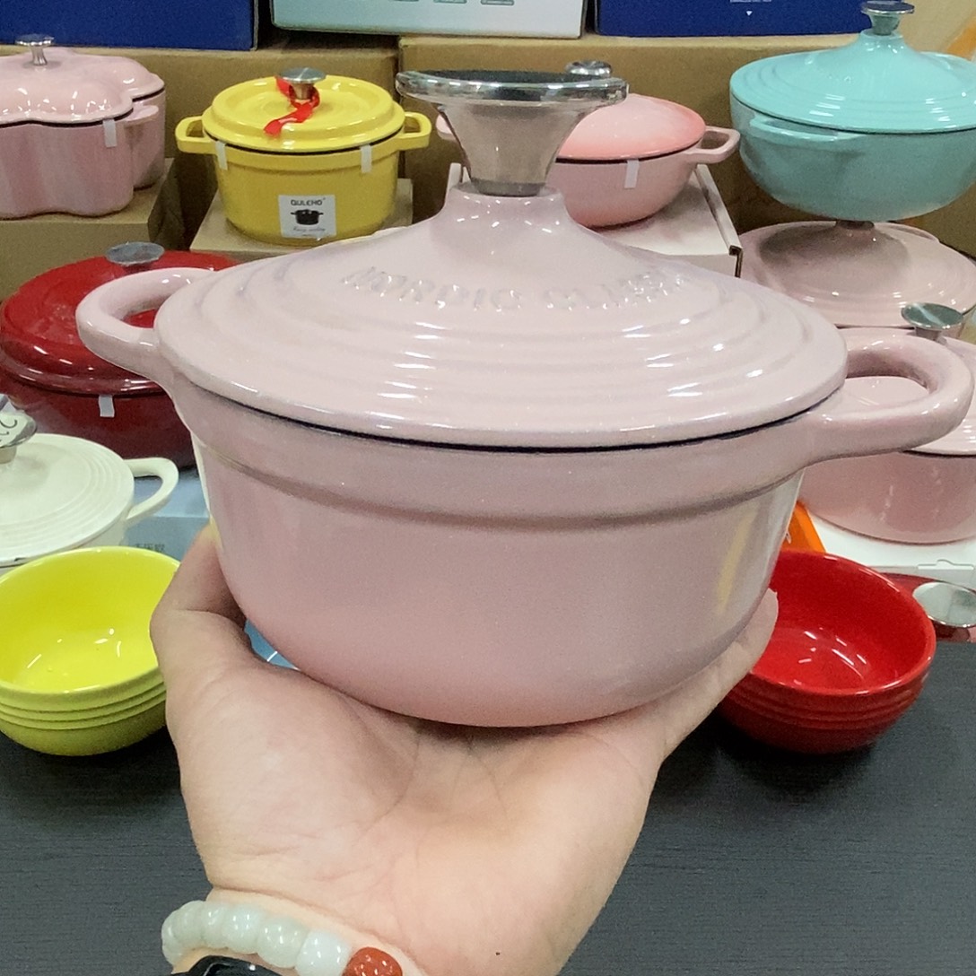 陶瓷15炫彩粉色小锅