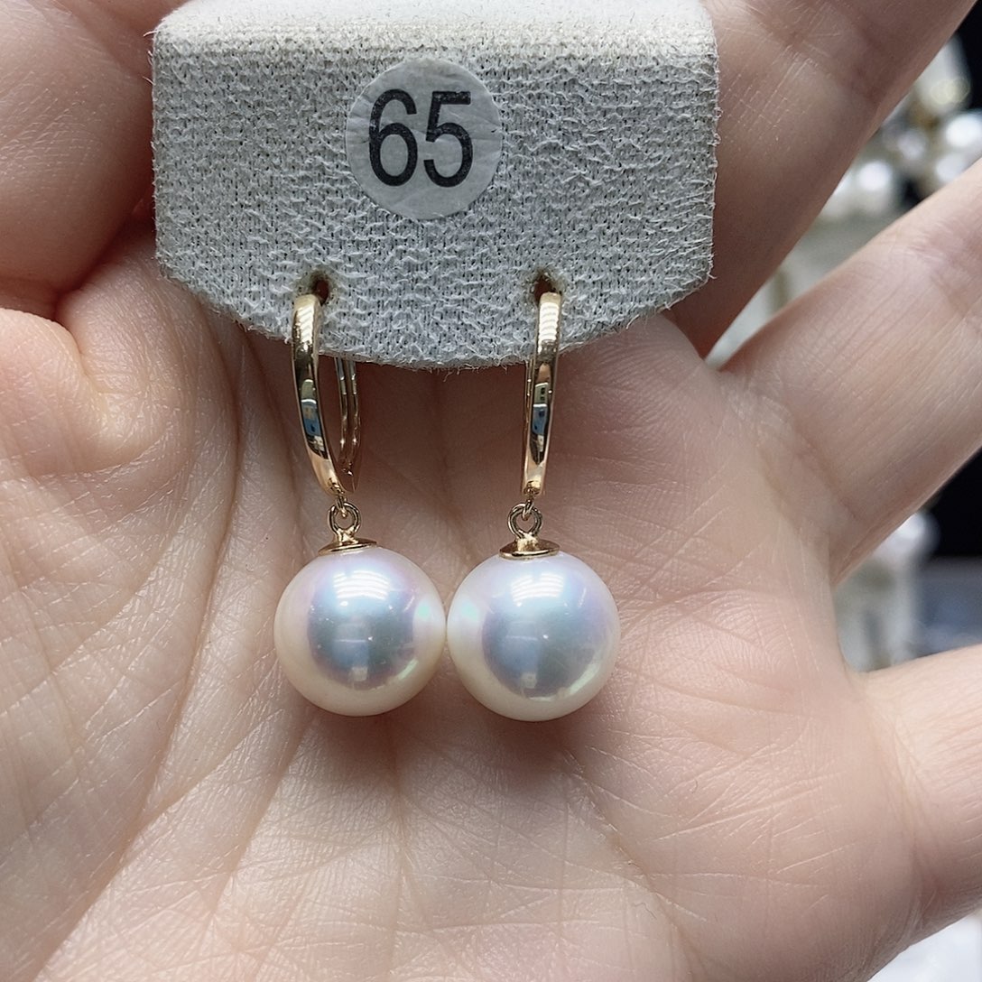 耳饰银S925镶嵌淡水珍珠