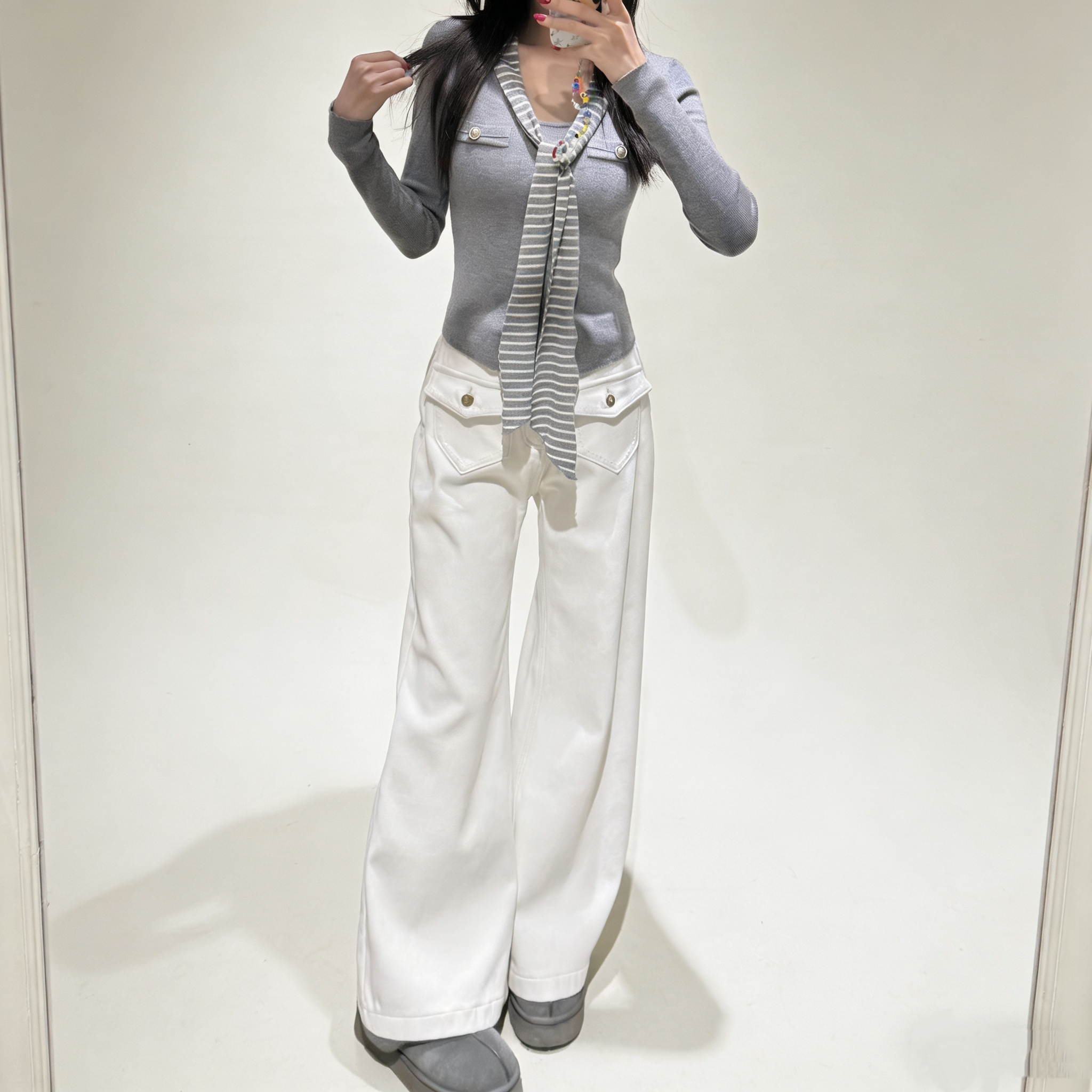 113* CENTRALIZED SHOP复古港风阔腿裤直筒女装X5F09K7379