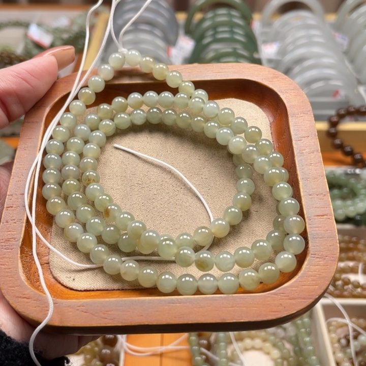 和田玉珠串6mm未镶嵌