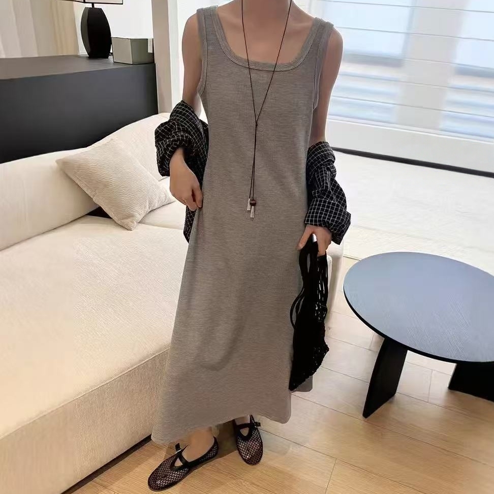 Z.X 欧货宽肩带方领背心裙 725（C8）