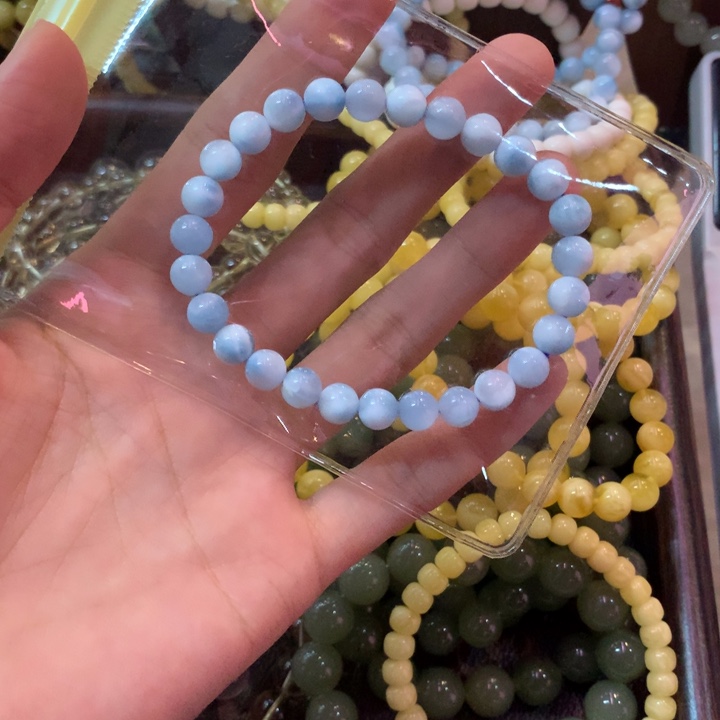 针钠钙石（海纹石）合金手链不***?