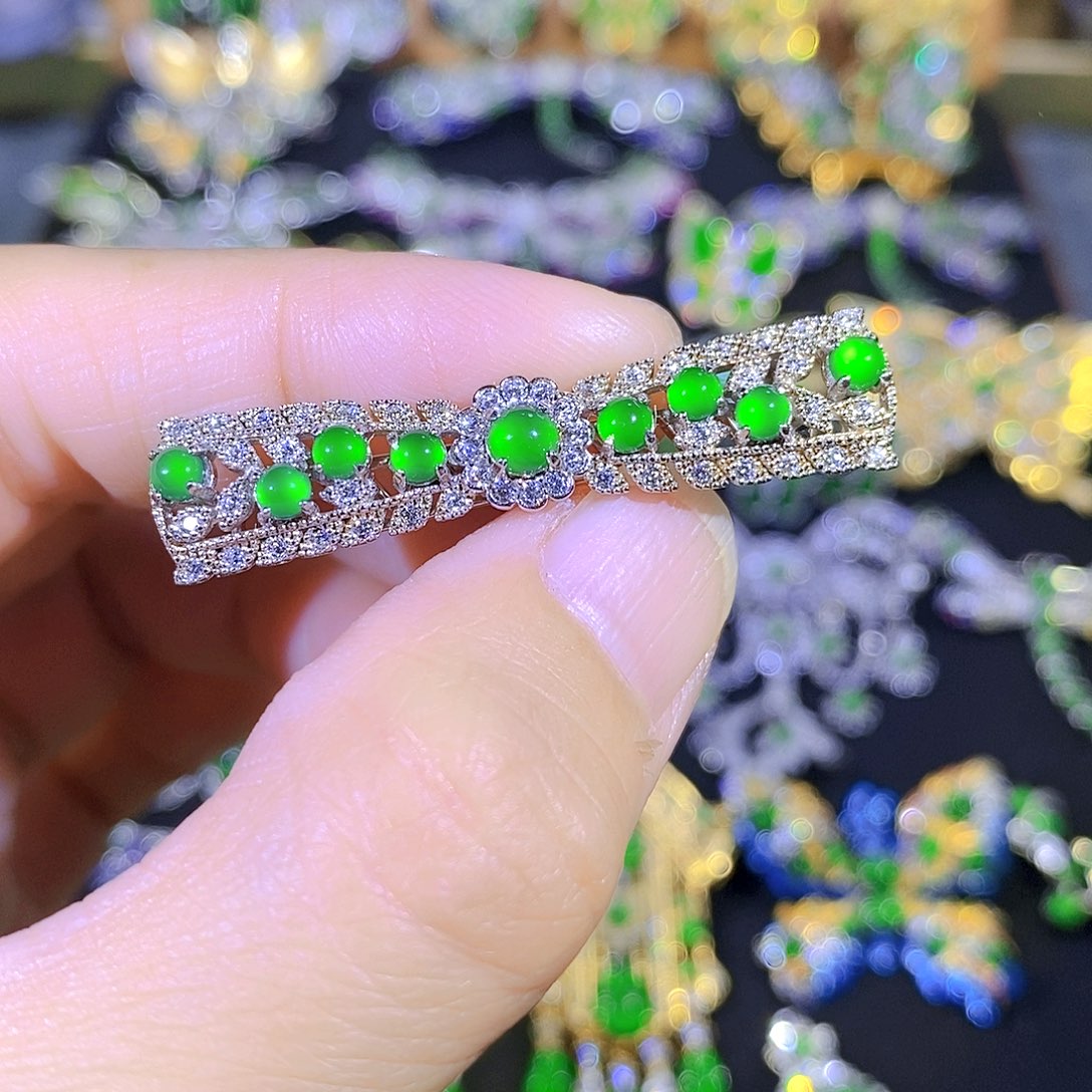 吊坠(不含链)银S925镶嵌翡翠