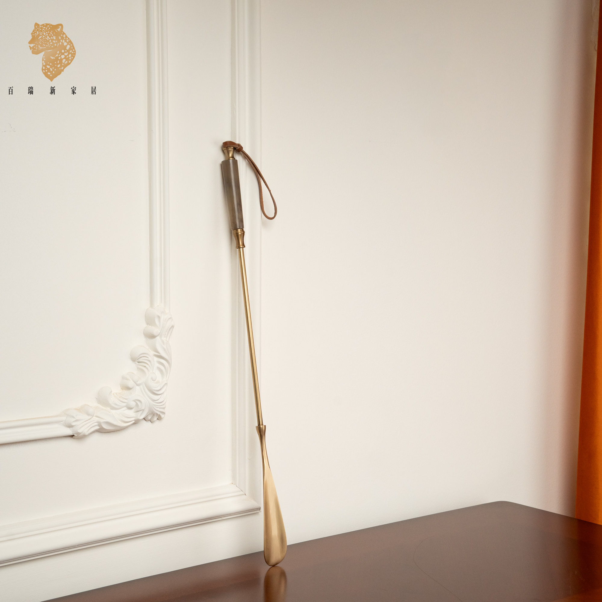 百瑞新黄铜加长复古鞋拔子牛骨-TH001-SJY00017