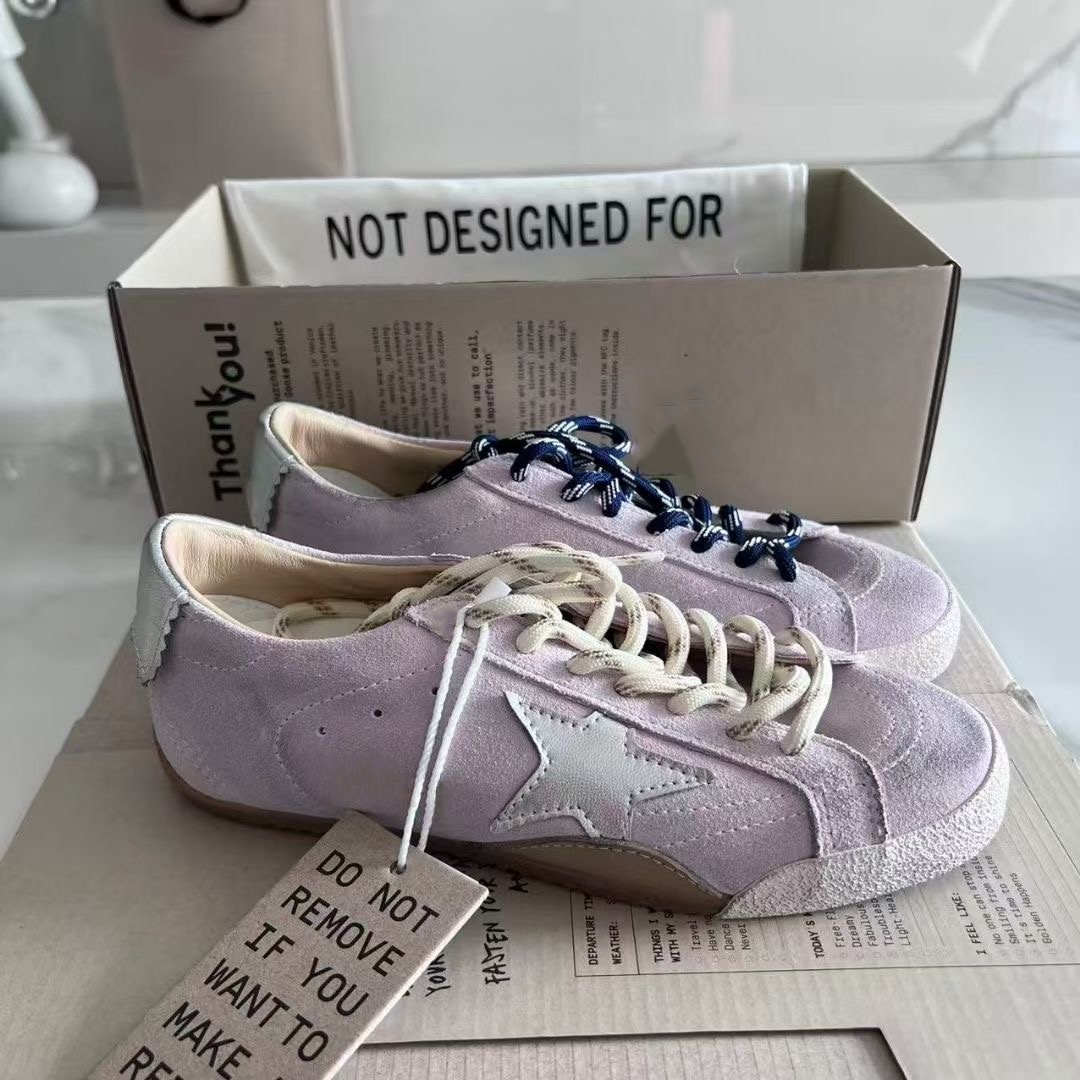 叶拾伊shiereyee韩版true粉卡其白银灰黑亮片星星做旧小脏鞋女