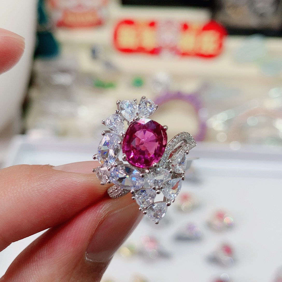 碧玺戒指戒指银S925镶嵌貔**子