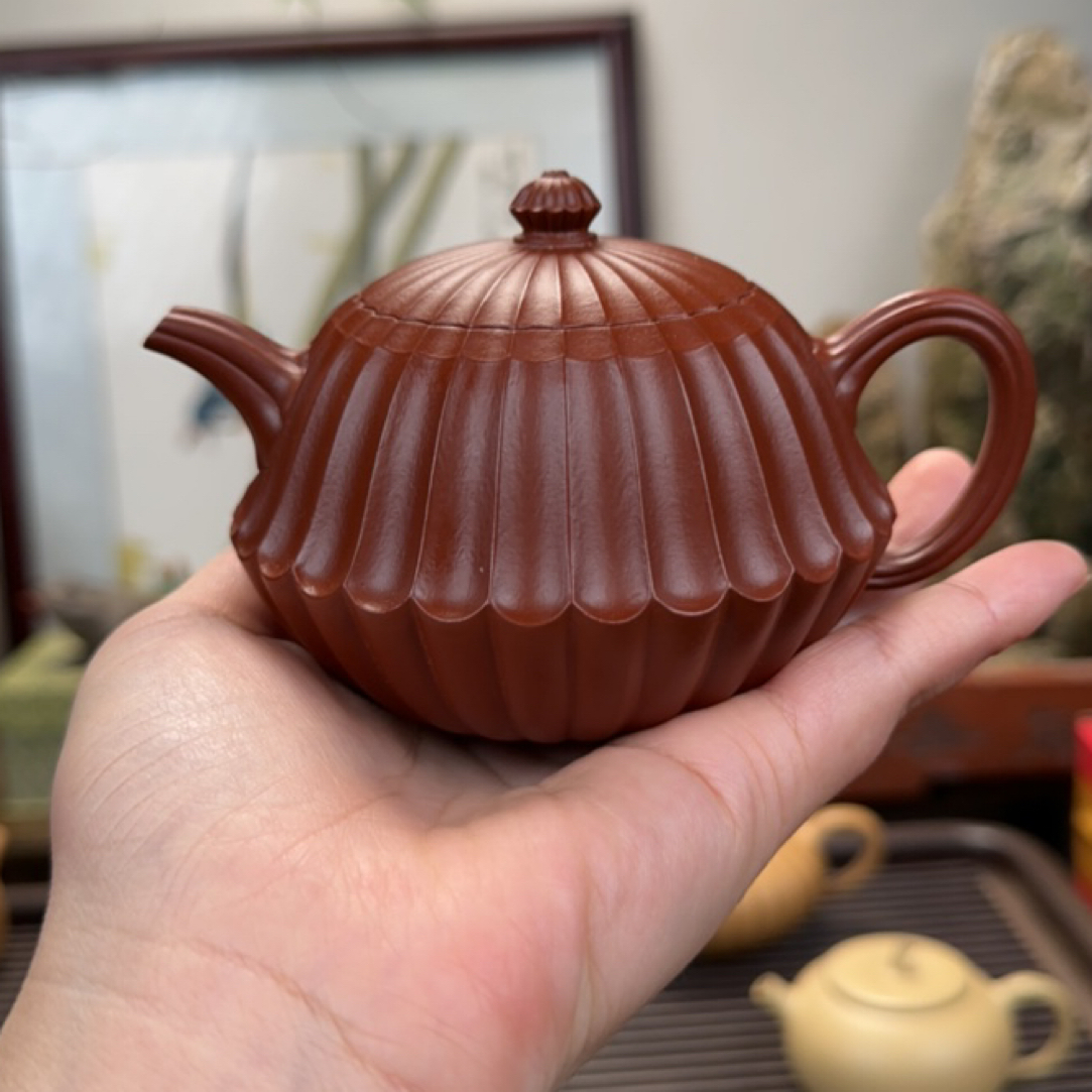 宜兴紫砂范泽锋同款禅墩馨菊内嵌32囊制作难度大精工手制原矿朱泥