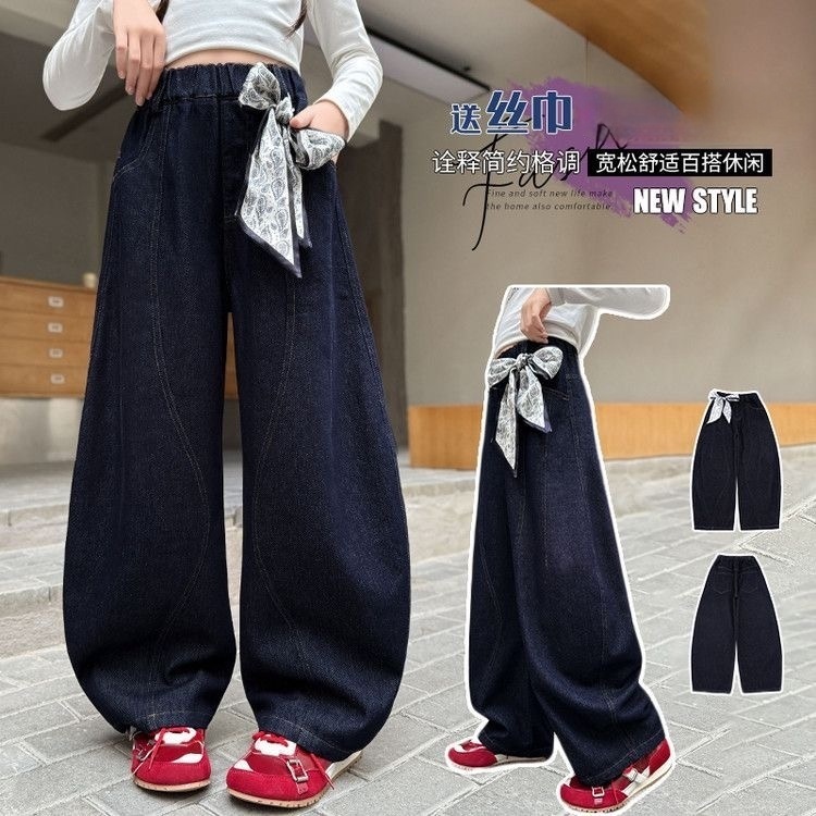 （送丝巾）儿童裤子女孩夏季洋气中大童2025新款女童裤子CSC2355
