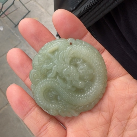 和田玉颈饰未镶嵌5.0晴水双面龙牌