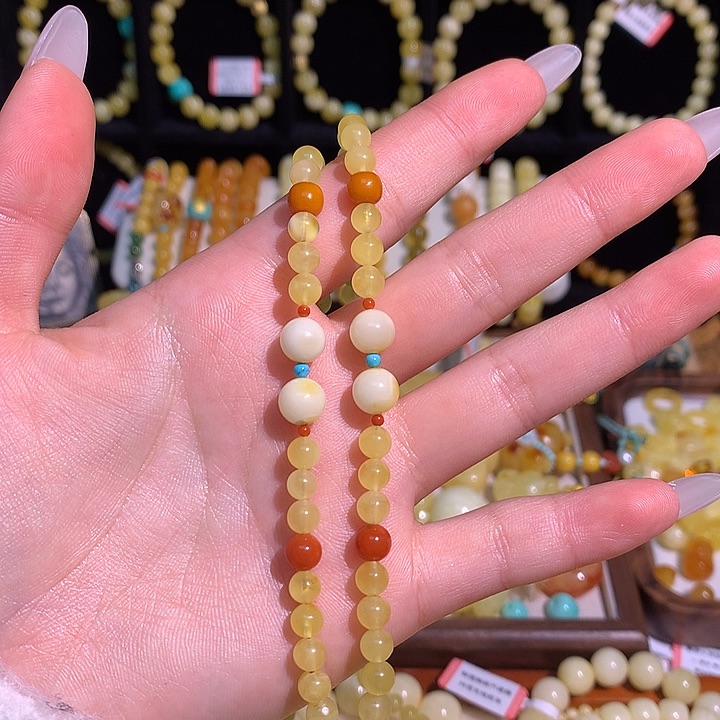 琥珀手链未镶嵌蜜蜡吊坠项链