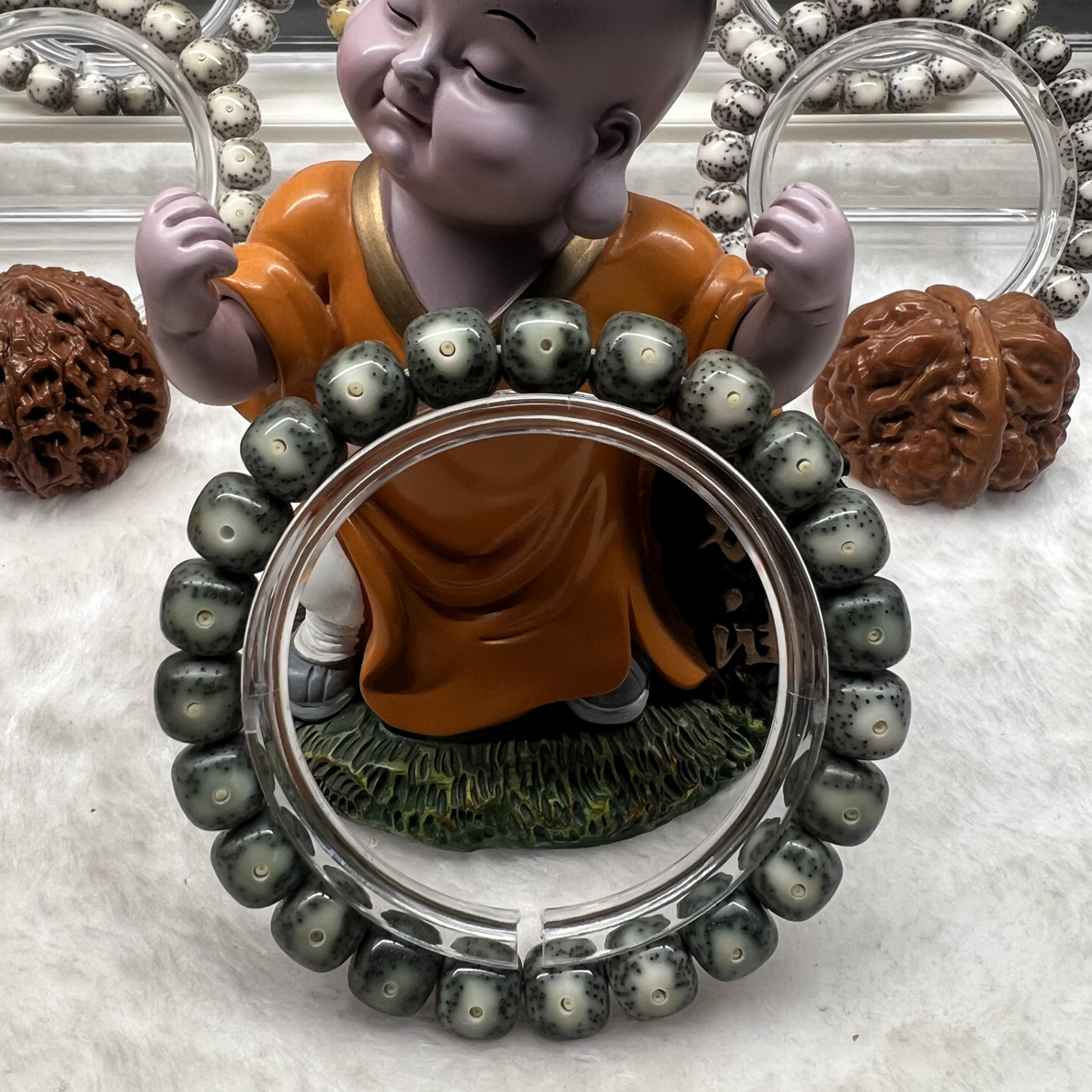 10-9绿包白凤眼海南原生态星月菩提手串