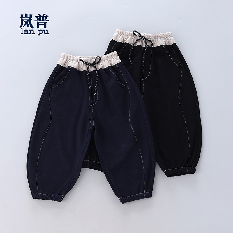 高品质春秋韩版弯刀仿软牛仔裤时尚百搭款休闲裤男女童洋气潮流款