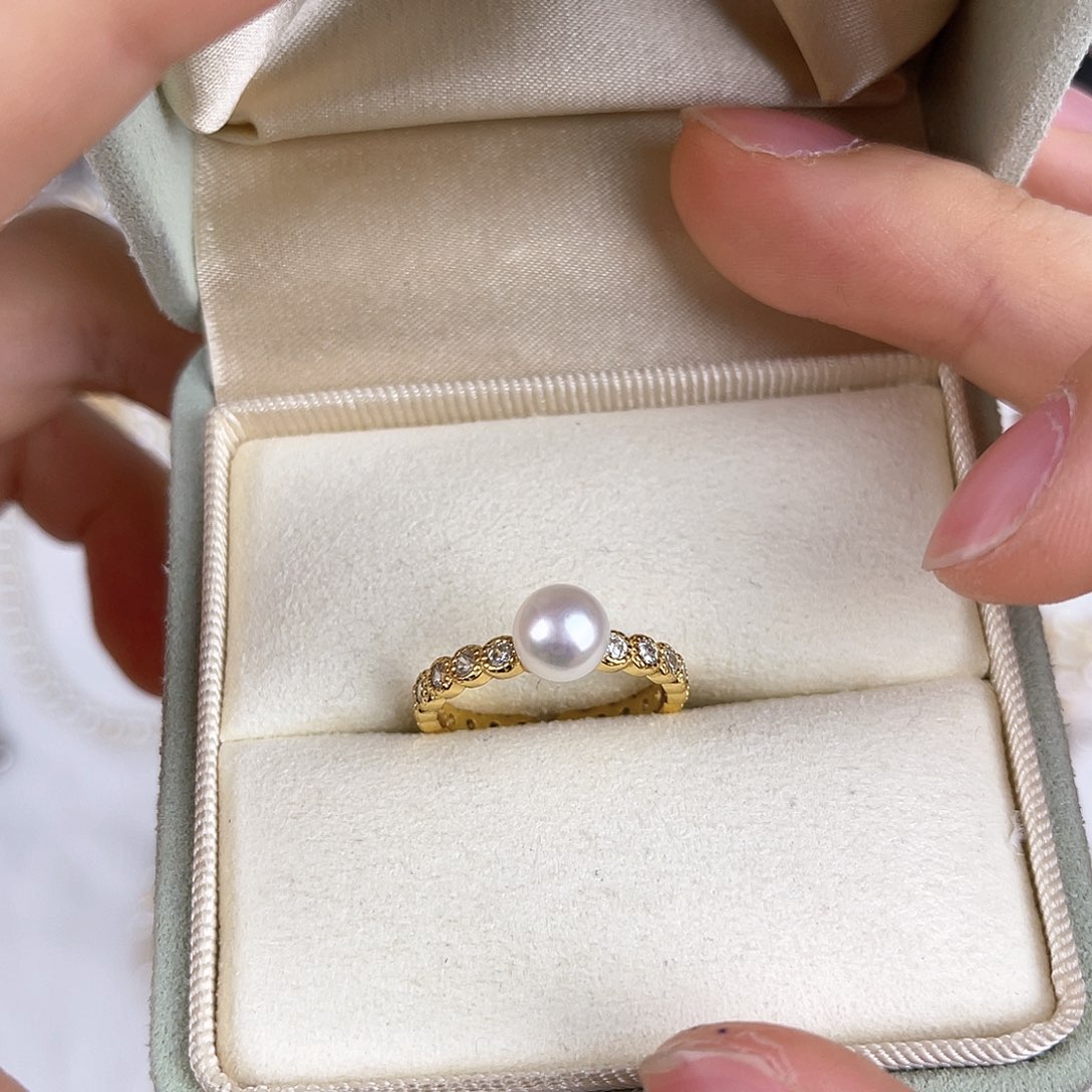 海水珍珠戒指银S925镶嵌