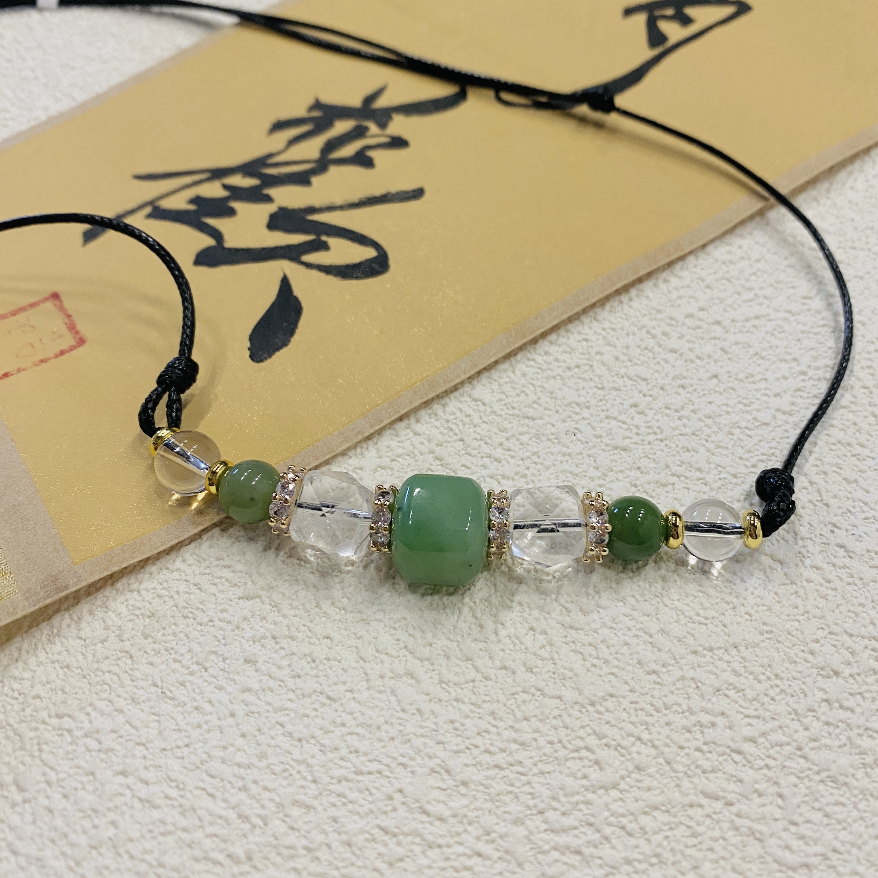 【V姐珠宝】GN21802 和田玉乌兰海苹果绿单珠项链（设计款）