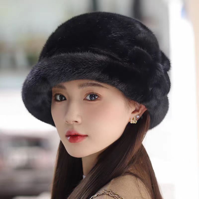 （大礼帽冬天帽子）新款保暖洋气女士水貂大礼帽