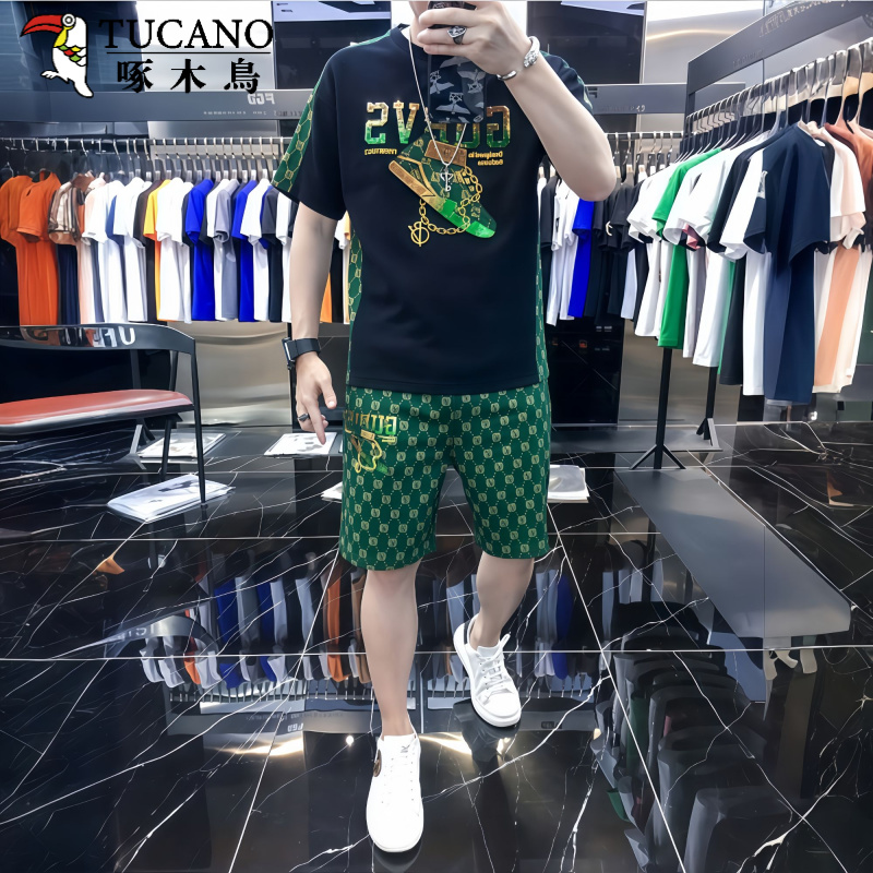 TUCANO/啄木鳥夏季潮男套装网红两件套短袖短裤轻奢欧货2025新款