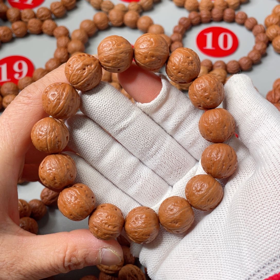 文玩核桃手串正圆光头小龙珠17mm