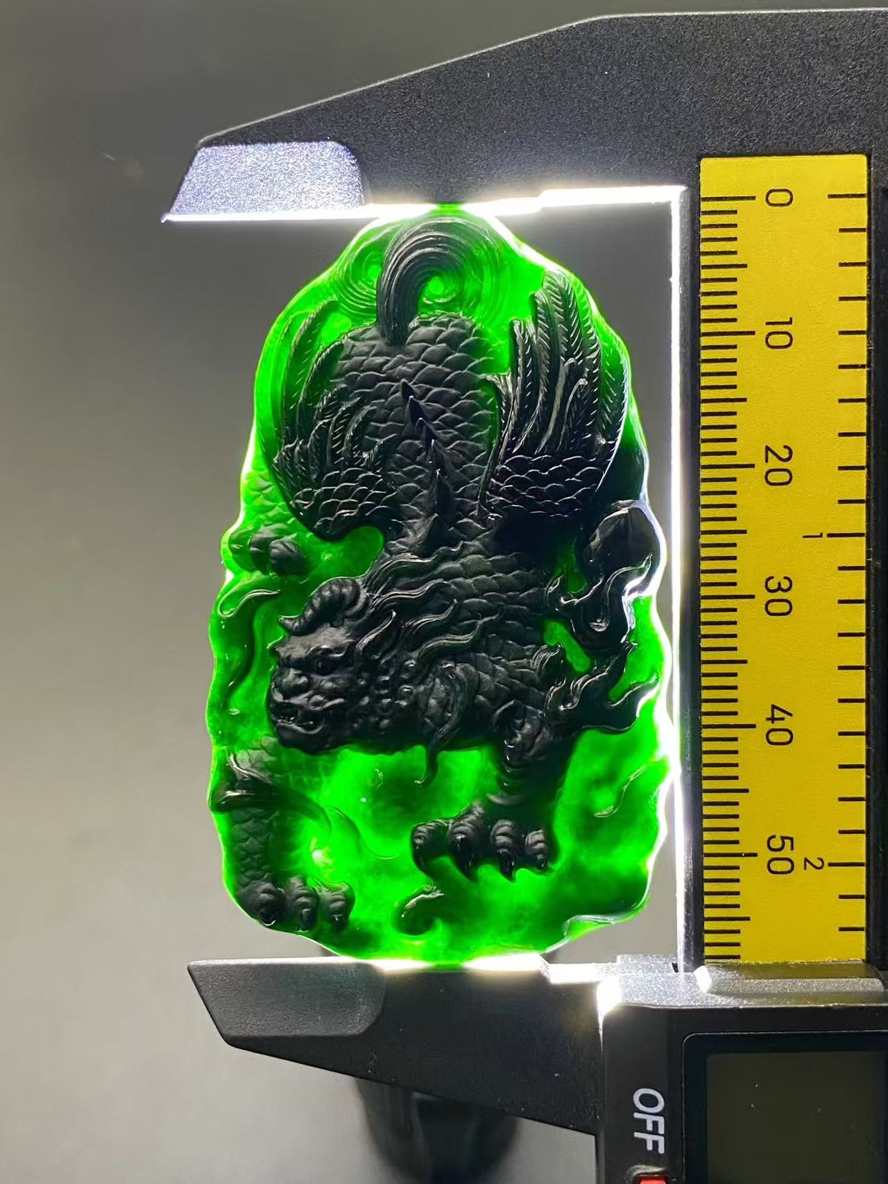 娜年翠玉 翡翠缅甸a货墨翠貔貅牌 种老色浓 黑度极黑 精品挂件