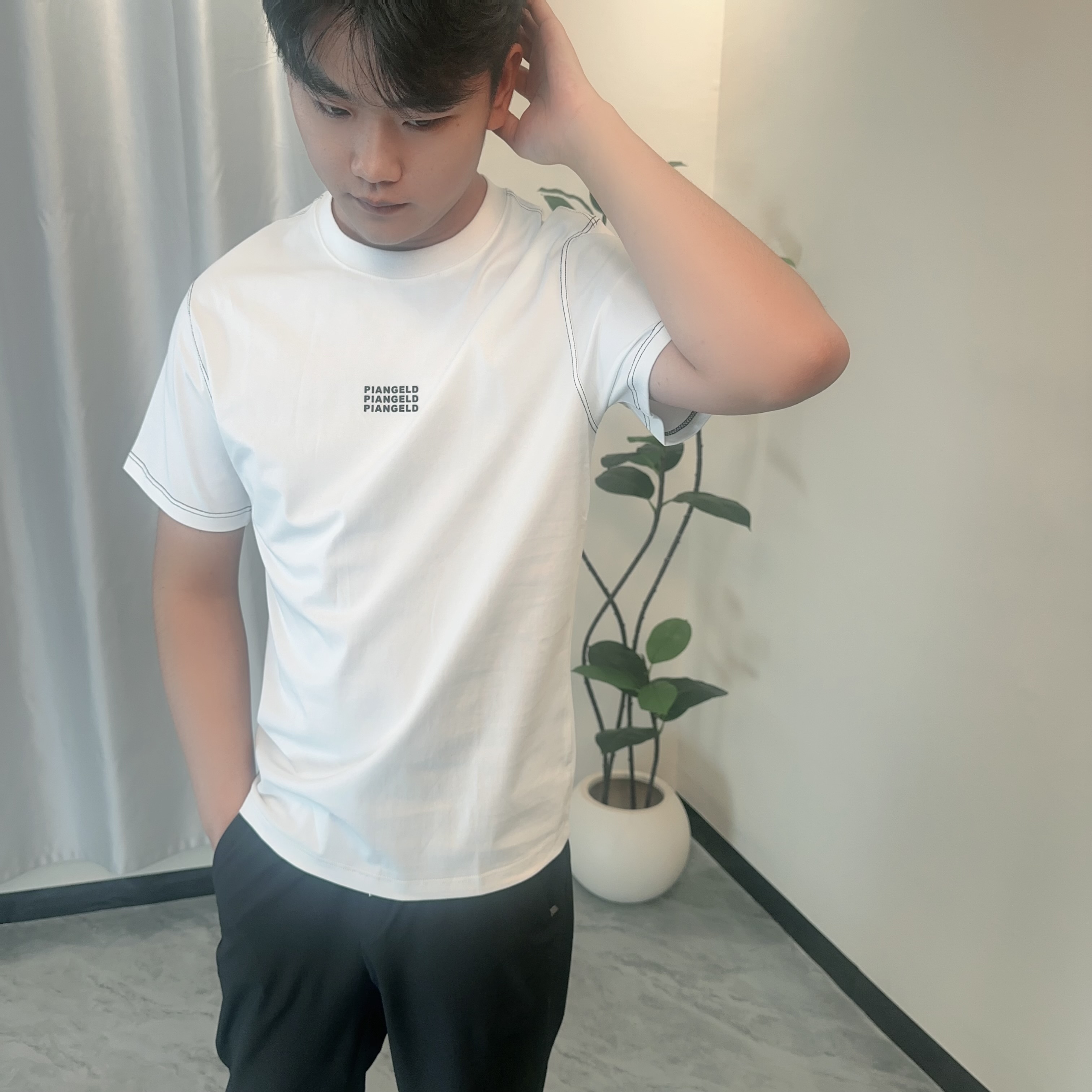 男装夏款T恤透气短袖美式休闲圆领3D修身弹力潮流夏季百搭速干